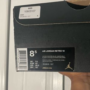 Jordan Charlotte 10s: blue, purple, and white